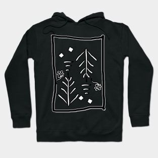 Scandi Floral Doodle in Black and White Hoodie